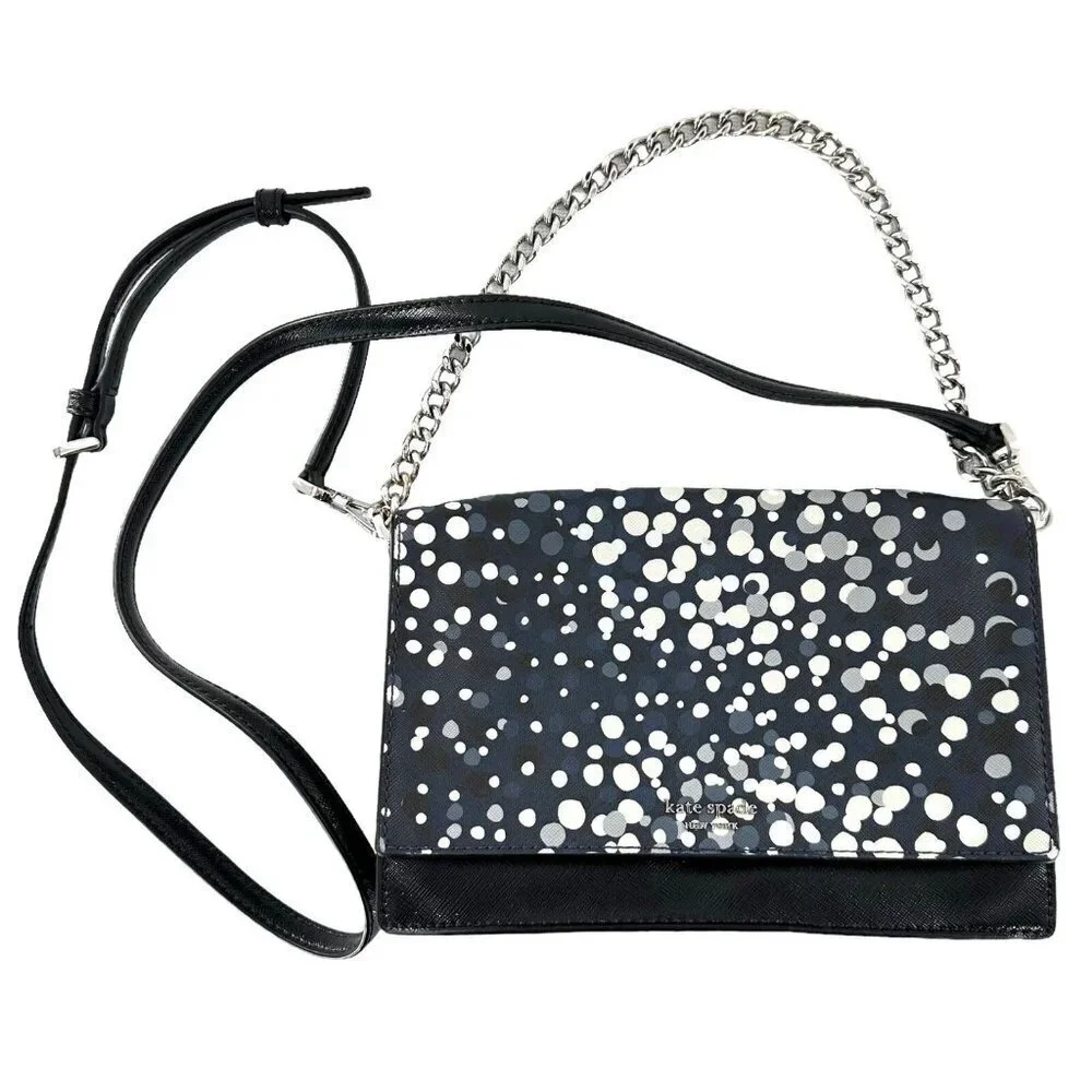 Kate Spade Cameron Soiree Dot Black/Navy Leather Convertible Crossbody Bag